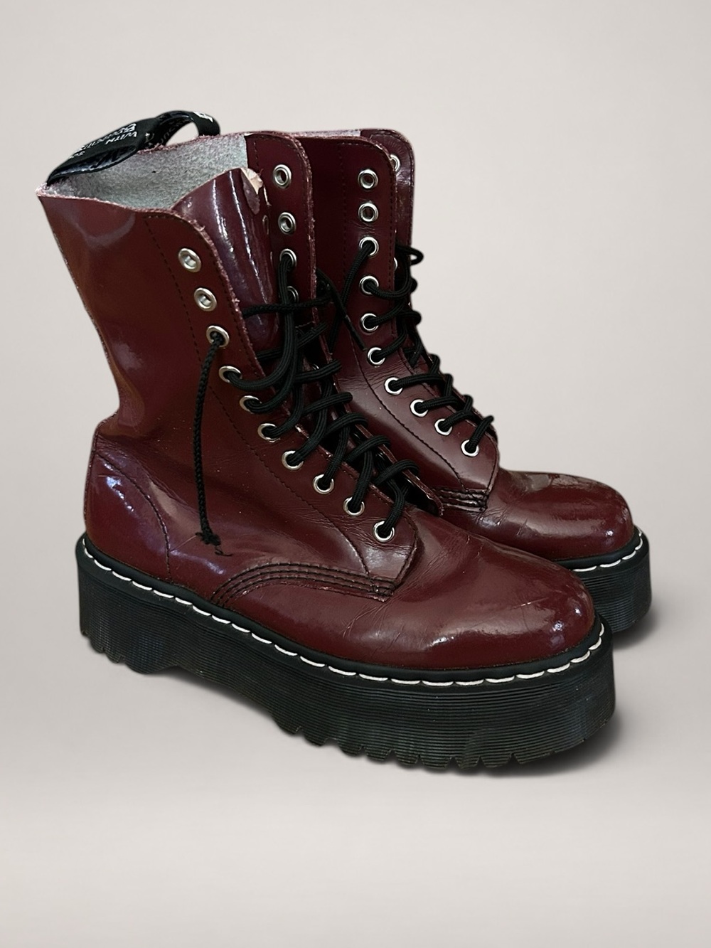 Dr. Martens x Agyness Deyn Aggy 1490 Cherry Red Patent Platform Boots Women’s 8